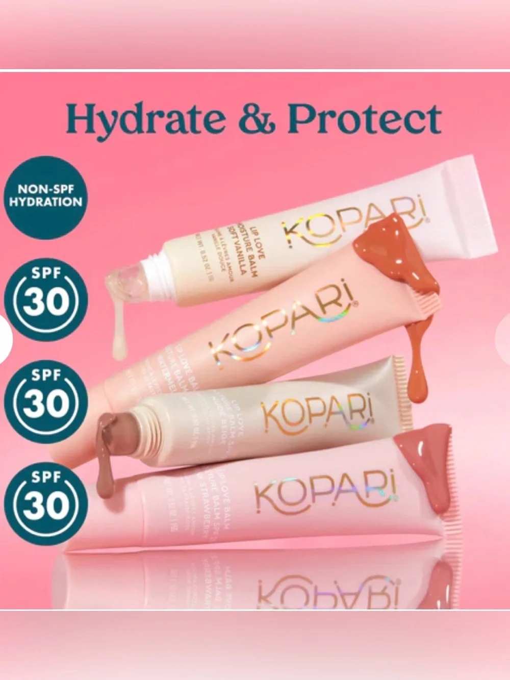 Kopari Lip Love Moisture Balm SPF 30 in Pink Strawberry